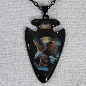 Eagle Flying Arrowhead pendant necklace Men Freedom Strength black chain